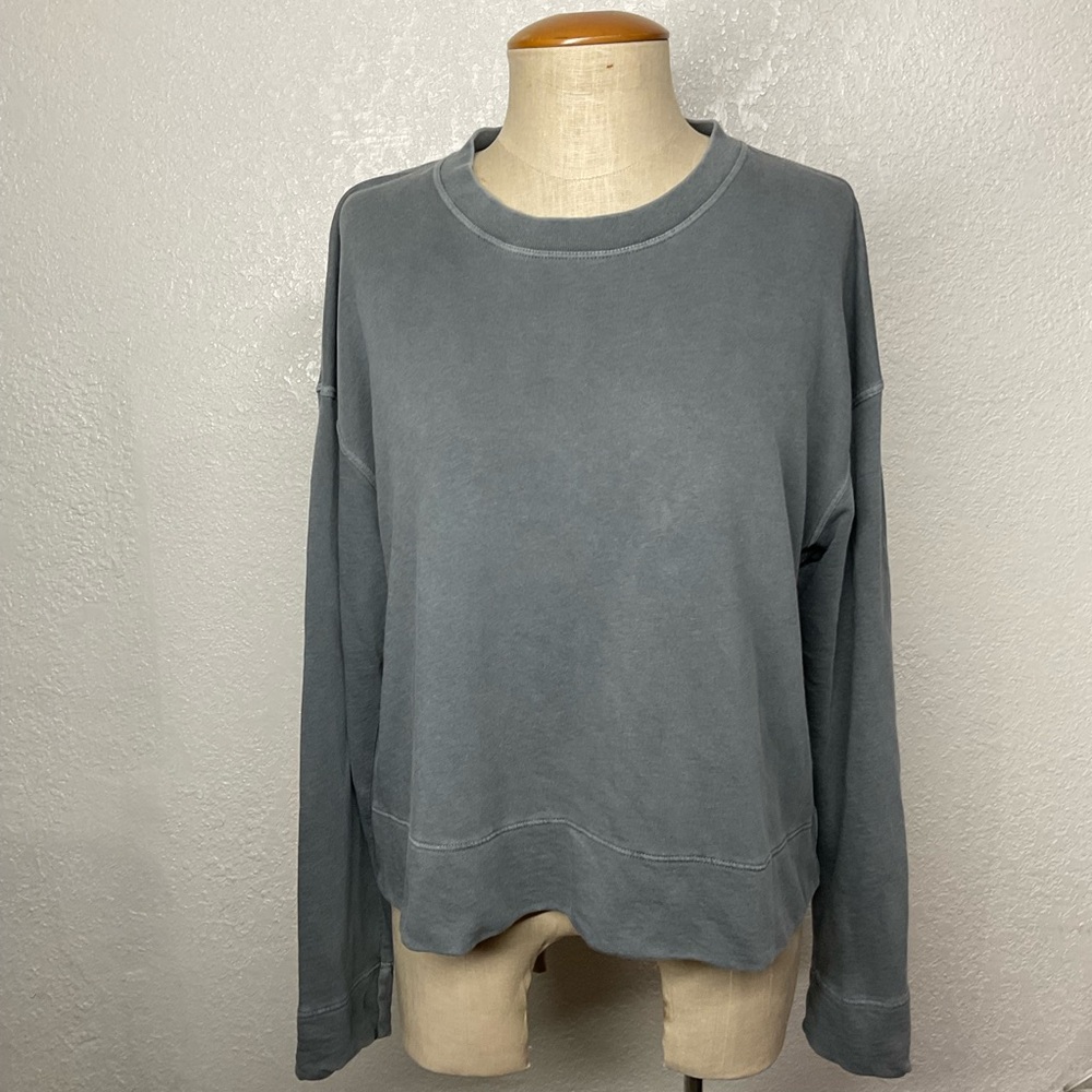 James Perse Relaxed Crop Crew Sweatshirt Gray Size S